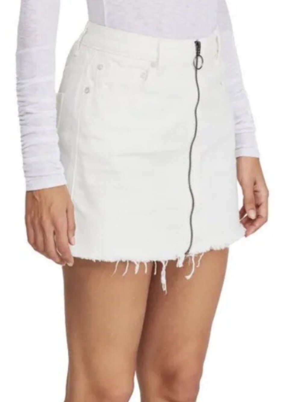 Free People Vintage White Denim Skirt 26 NWT